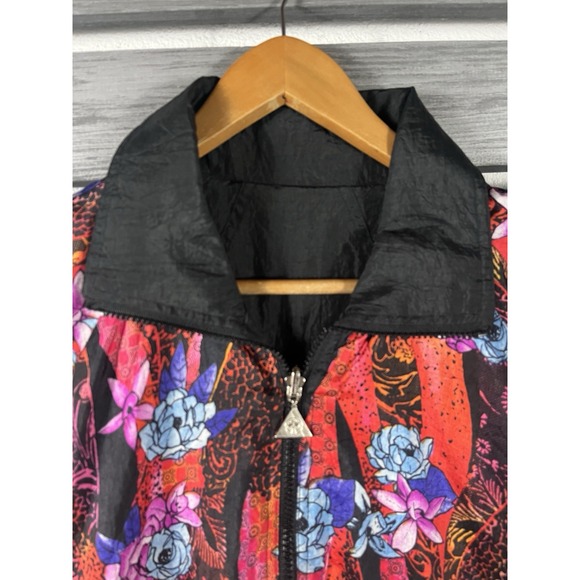 Vintage Casual Isle Jacket Women Small  Floral Windbreaker Zip Up Reversible 90s - Picture 2 of 9